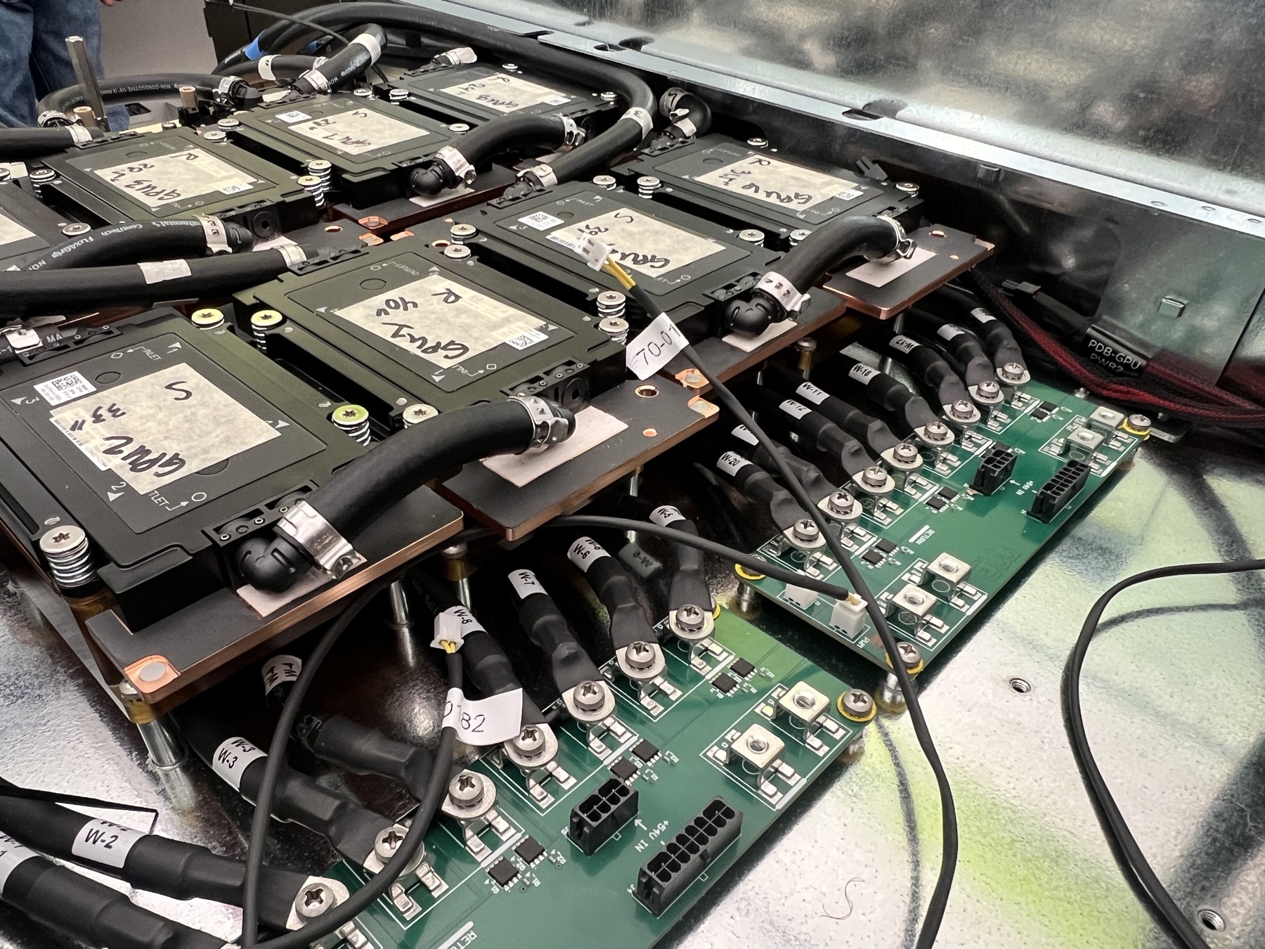 The thermal test vehicle installed in a server chassis